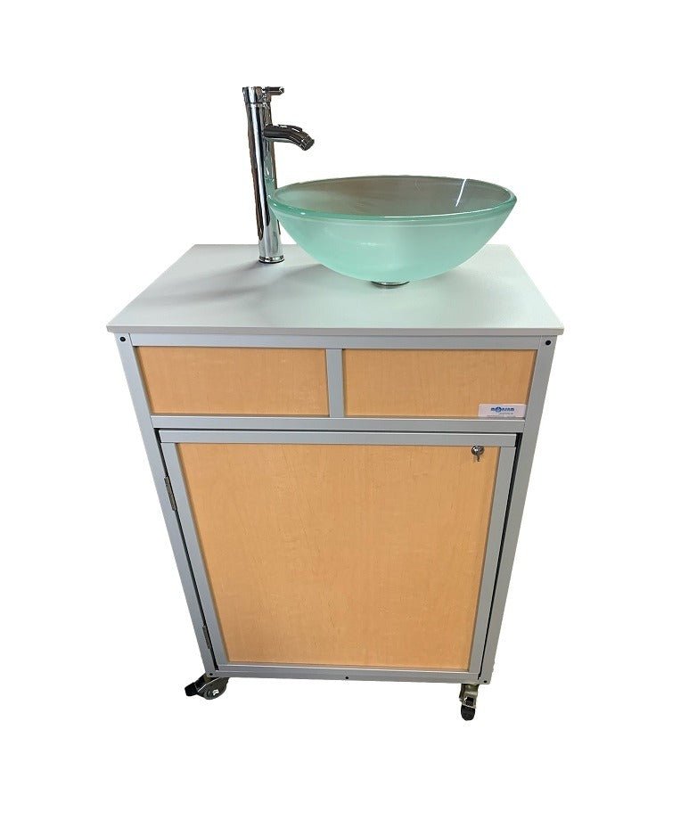 Luxury Portable Sink with Frosted Glass Vessel - ALUMINUM FRAME (PSE - 010) - SchoolOutlet