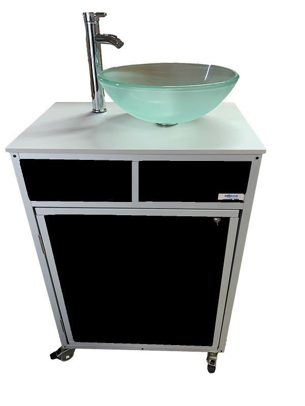 Luxury Portable Sink with Frosted Glass Vessel - ALUMINUM FRAME (PSE - 010) - SchoolOutlet