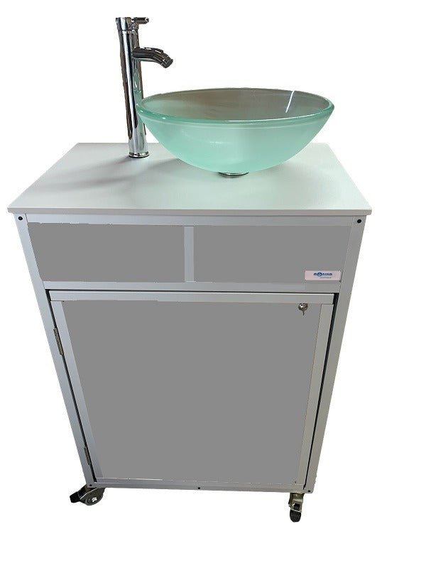 Luxury Portable Sink with Frosted Glass Vessel - ALUMINUM FRAME (PSE - 010) - SchoolOutlet