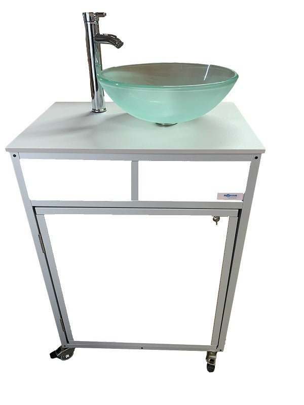 Luxury Portable Sink with Frosted Glass Vessel - ALUMINUM FRAME (PSE - 010) - SchoolOutlet