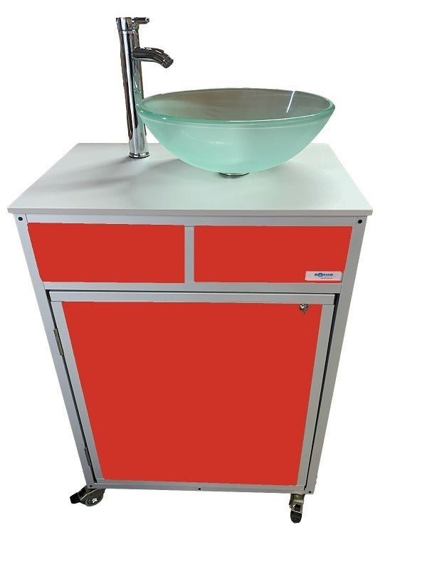 Luxury Portable Sink with Frosted Glass Vessel - ALUMINUM FRAME (PSE - 010) - SchoolOutlet