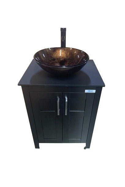 Luxury Espresso Wood Cabinet with Frosted Glass Vessel Portable Sink (PSE - 010W) - SchoolOutlet