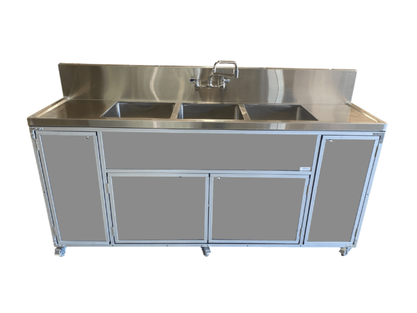 Commercial Three 12" Deep Basins w/Two Drainboards (PSE - 2003LA) - SchoolOutlet