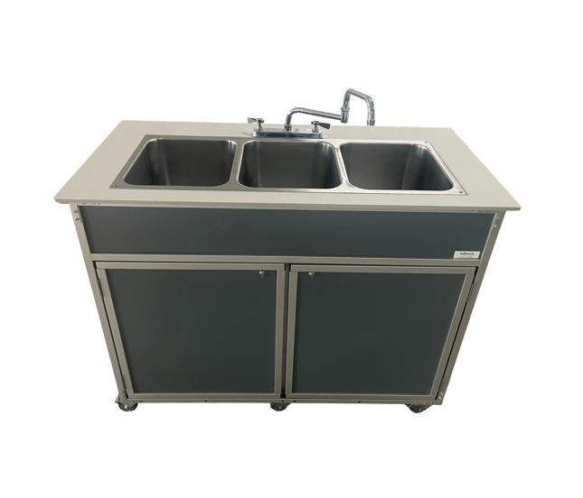 Portable 12" Deep Three Basin Sink (PSE - 2003R) - SchoolOutlet