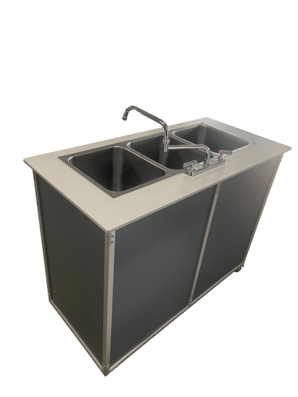 Portable 12" Deep Three Basin Sink (PSE - 2003R) - SchoolOutlet