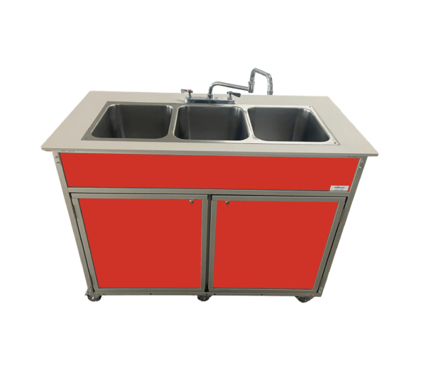 Portable 12" Deep Three Basin Sink (PSE - 2003R) - SchoolOutlet