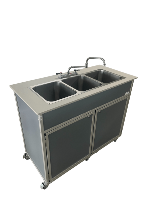 Portable 12" Deep Three Basin Sink (PSE - 2003R) - SchoolOutlet