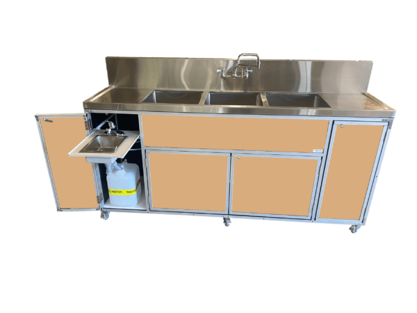 Commercial Three 12" Deep Basins PLUS Handwashing Sink w/2 Drainboards (PSE - 2004LA) - SchoolOutlet