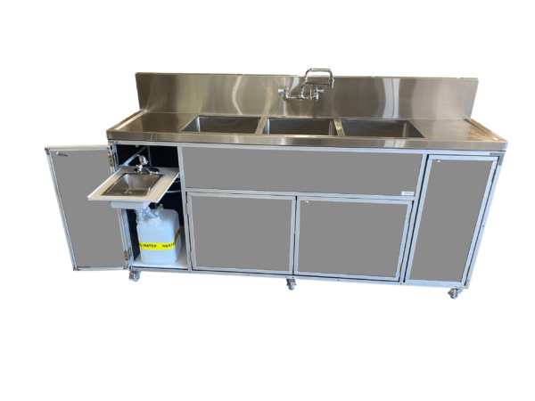 Commercial Three 12" Deep Basins PLUS Handwashing Sink w/2 Drainboards (PSE - 2004LA) - SchoolOutlet