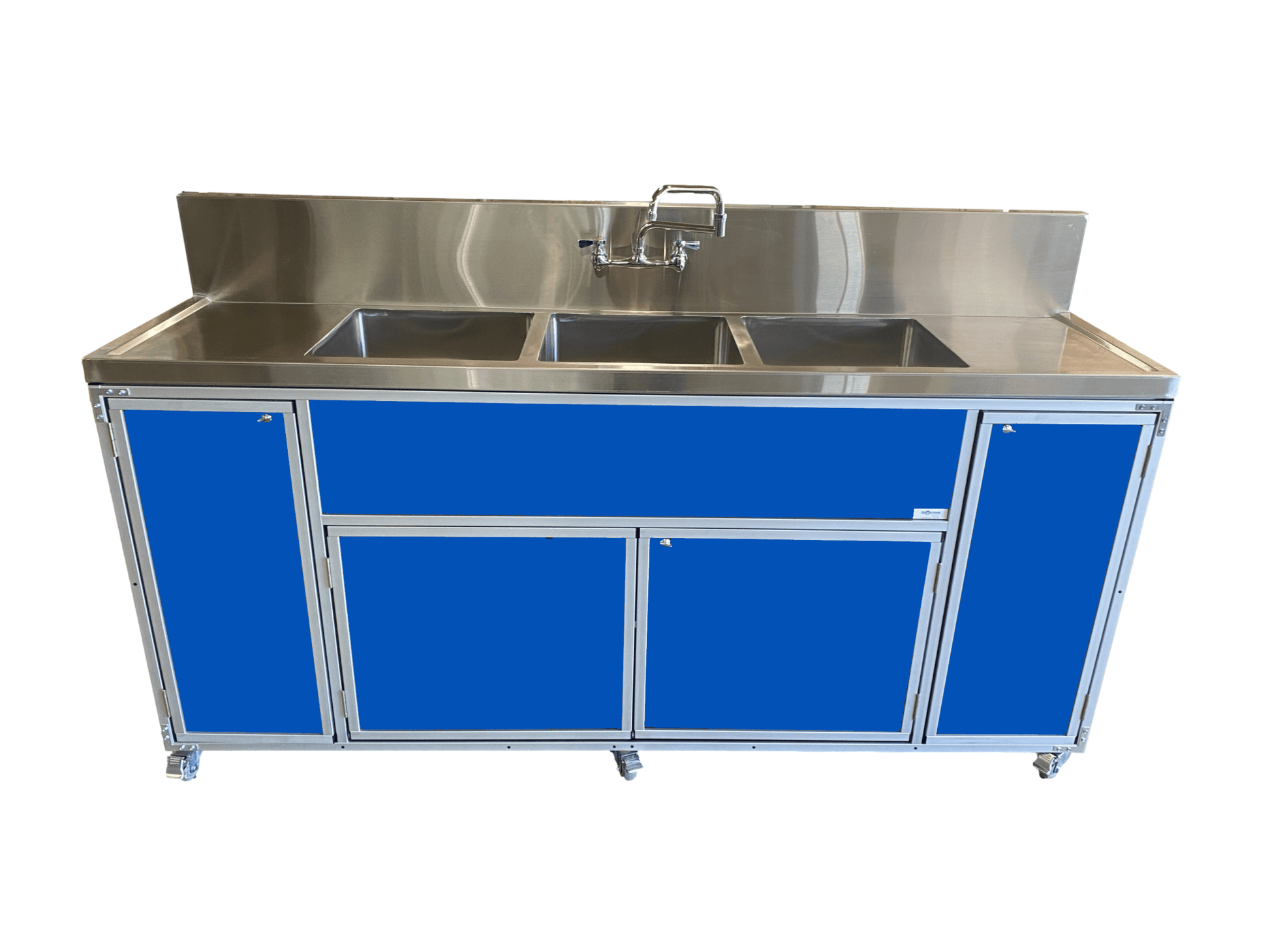 Commercial Three 12" Deep Basins PLUS Handwashing Sink w/2 Drainboards (PSE - 2004LA) - SchoolOutlet