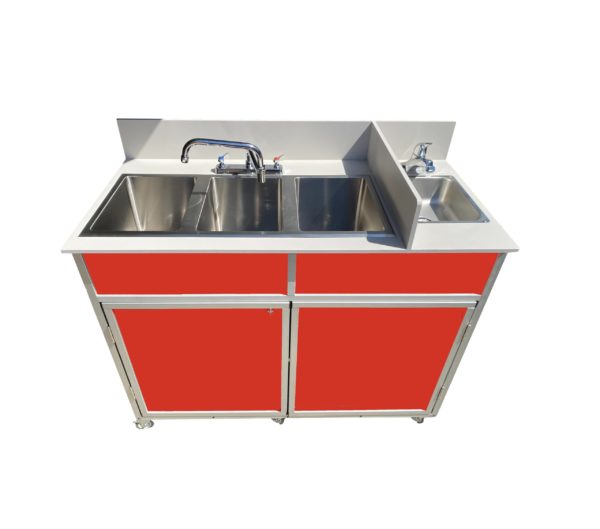 Portable Deep Four Basin Sink *NO Drainboards (PSE - 2004R) - SchoolOutlet