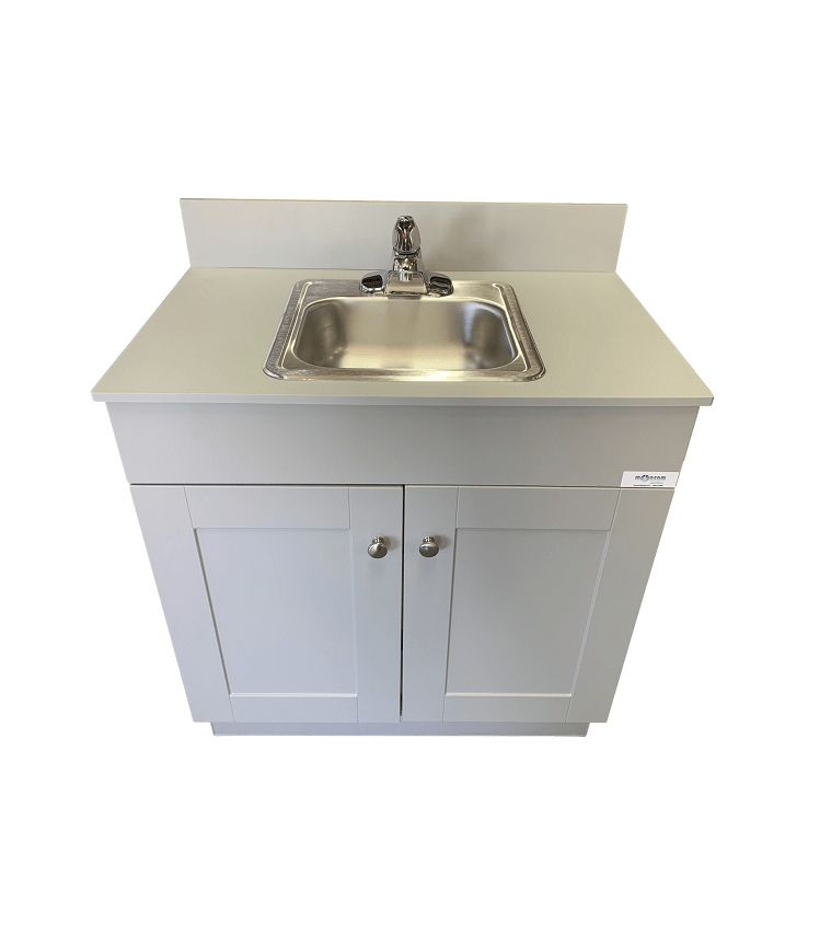 GRAY Wood Cabinet Single 6" Deep Basin Portable Sink (PSW - 007M - G) - SchoolOutlet