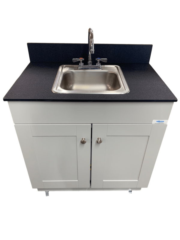 GRAY Wood Cabinet Single 6" Deep Basin Portable Sink (PSW - 007M - G) - SchoolOutlet