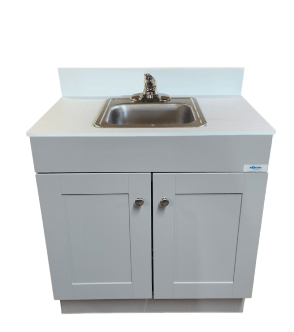 GRAY Wood Cabinet Single 6" Deep Basin Portable Sink (PSW - 007M - G) - SchoolOutlet