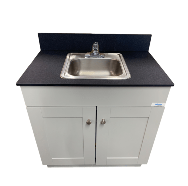 GRAY Wood Cabinet Single 6" Deep Basin Portable Sink (PSW - 007M - G) - SchoolOutlet