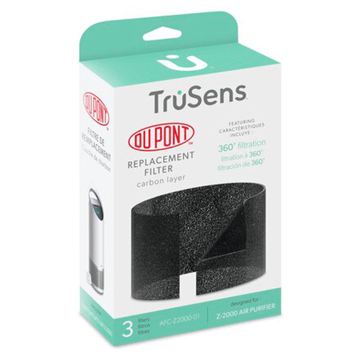 Trusens Replacement Carbon Filter AFCZ2000 - 01 - W for Z2000 Air Purifier - Medium Pack of 3 - SchoolOutlet