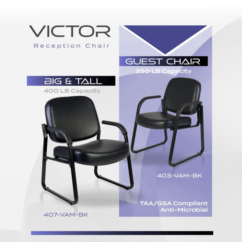 Regency Victor Guest and Reception Chair with Arms, Anti - Microbial/Anti - Bacterial Vinyl (403 - VAM - BK) - SchoolOutlet