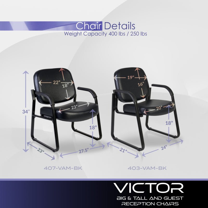 Regency Victor Guest and Reception Chair with Arms, Anti - Microbial/Anti - Bacterial Vinyl (403 - VAM - BK) - SchoolOutlet