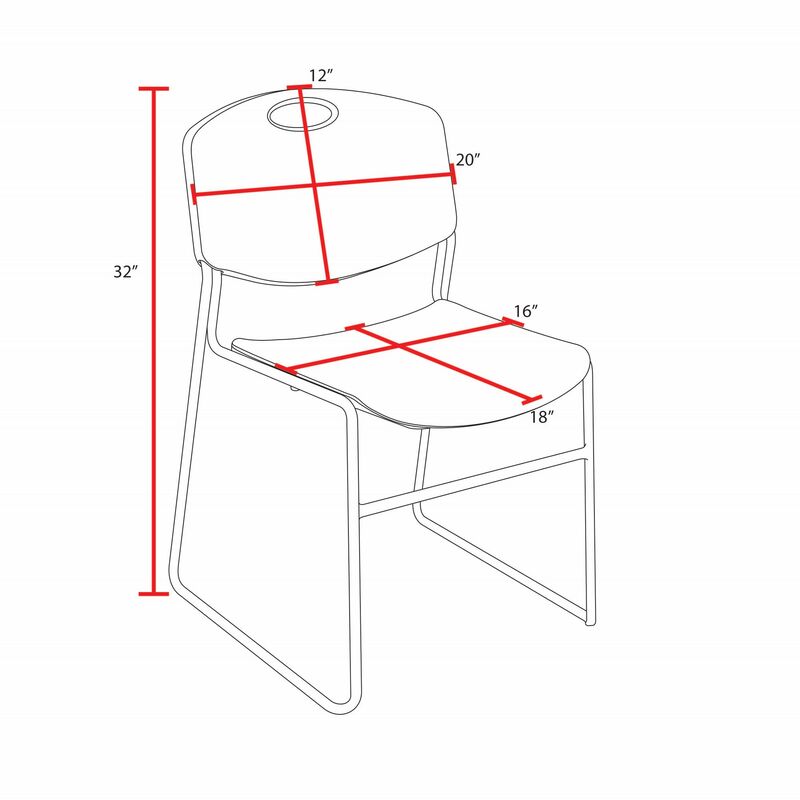 Regency Zeng Ultra Compact Metal Frame Armless Stackable Chair (Pack of 8) - SchoolOutlet