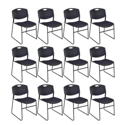 Regency Zeng Padded Support Stack Chair - Black (Pack of 12)