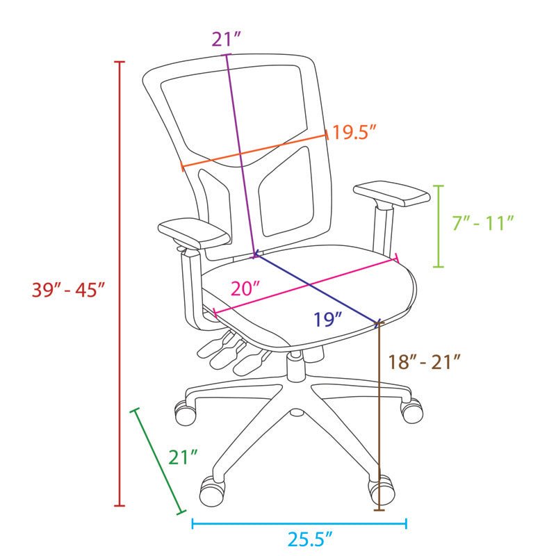 Regency Cosmo Ergonomic Mesh High - Back Multi - Function 3 - Paddle Task Chair with Arms (5110BK) - SchoolOutlet