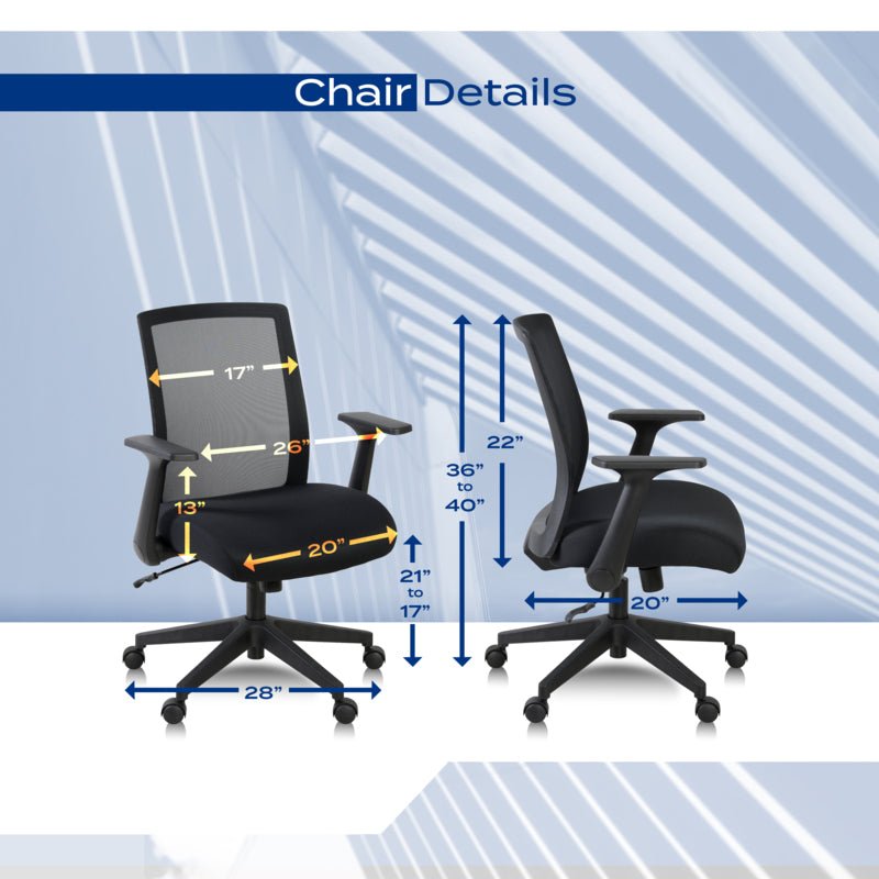 Regency Squire Ergonomic Task Mesh Office Swivel Chair with Flip Up Arms (5401BK) - SchoolOutlet