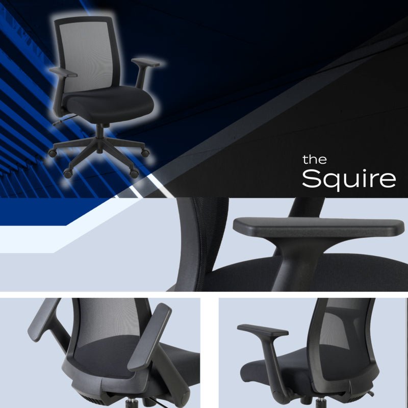 Regency Squire Ergonomic Task Mesh Office Swivel Chair with Flip Up Arms (5401BK) - SchoolOutlet