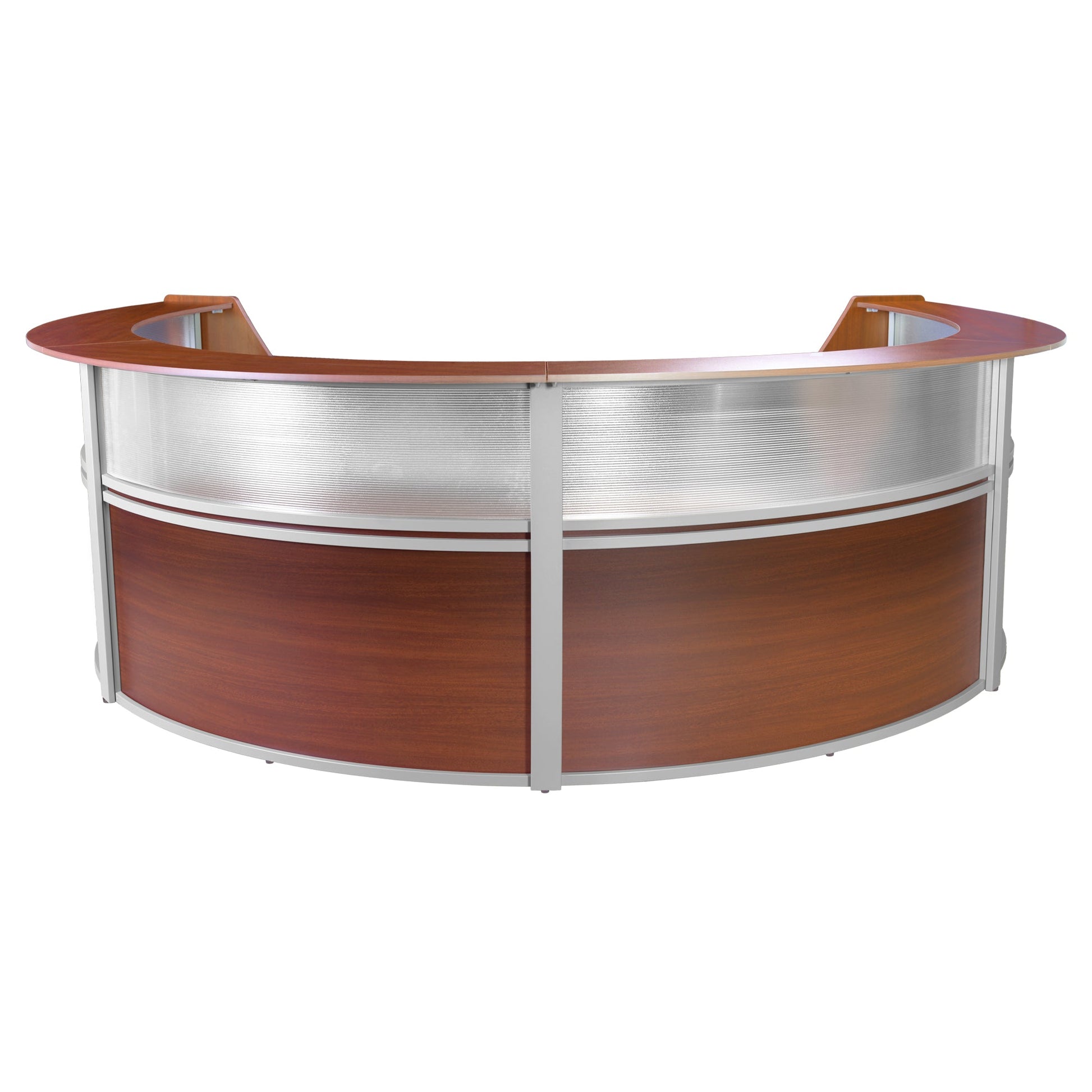 Regency Marque Plexi Four - Unit Reception Curved Desk Workstation 142"W x 103"D - SchoolOutlet