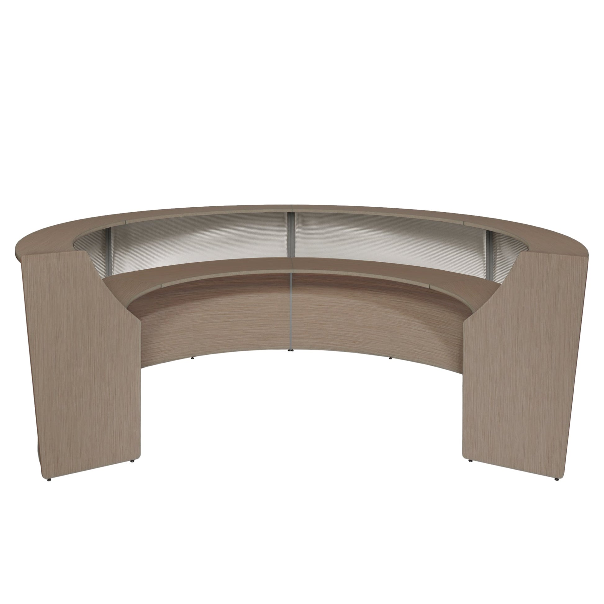 Regency Marque Plexi Four - Unit Reception Curved Desk Workstation 142"W x 103"D - SchoolOutlet