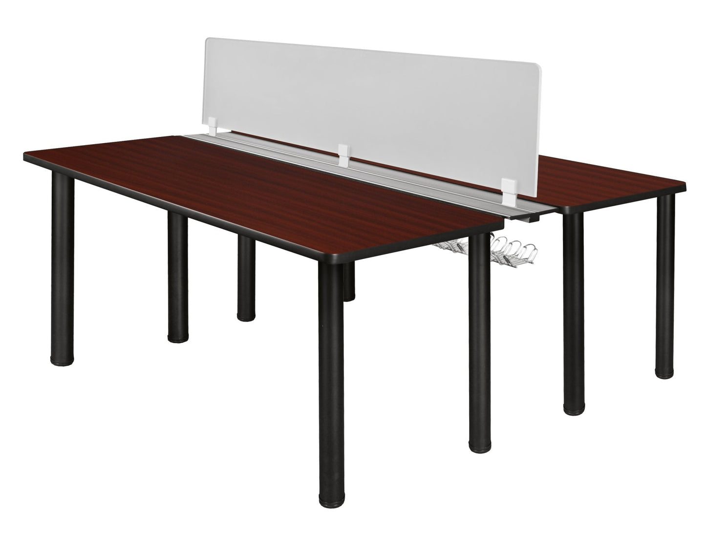 Regency Kee 2 Person Workstation Desk with Privacy Divider (66"W x 58"D) - SchoolOutlet