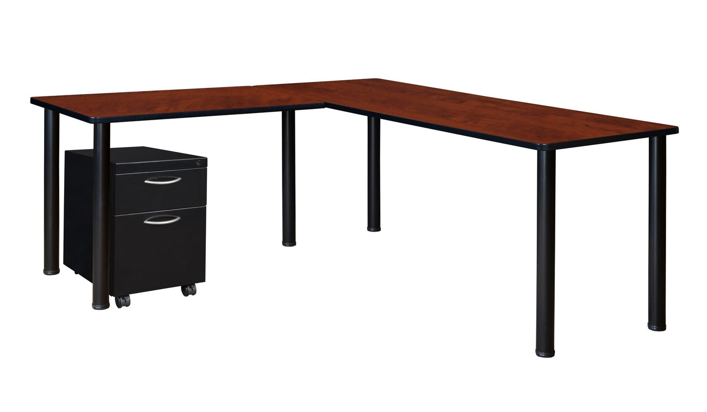 Regency Kee Corner L Shaped Desk with Pedestal Drawer (60"W x 66"D) - SchoolOutlet