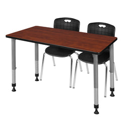 Regency Kee 48 x 24 in. Adjustable Classroom Table & 2 Andy 18 in. Stack Chairs