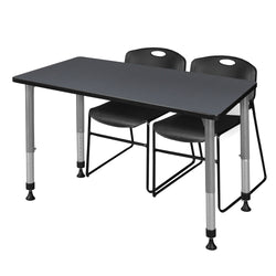 Regency Kee 48 x 30 in. Adjustable Classroom Table & 2 Zeng Stack Chairs