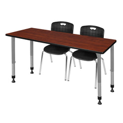 Regency Kee 60 x 24 in. Adjustable Classroom Table- Cherry & 2 Andy 18 in. Stack Chairs