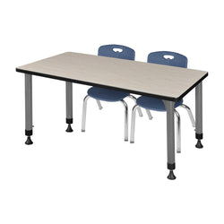 Regency Kee 72 x 24 in. Adjustable Classroom Table & 2 Andy 12 in. Stack Chairs