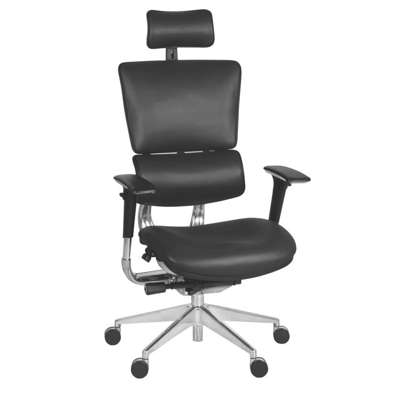 Regency Omega Ergonomic Leather Executive Office Chair with Headrest/Adjustable Lumbar Support (OMG004BK) - SchoolOutlet