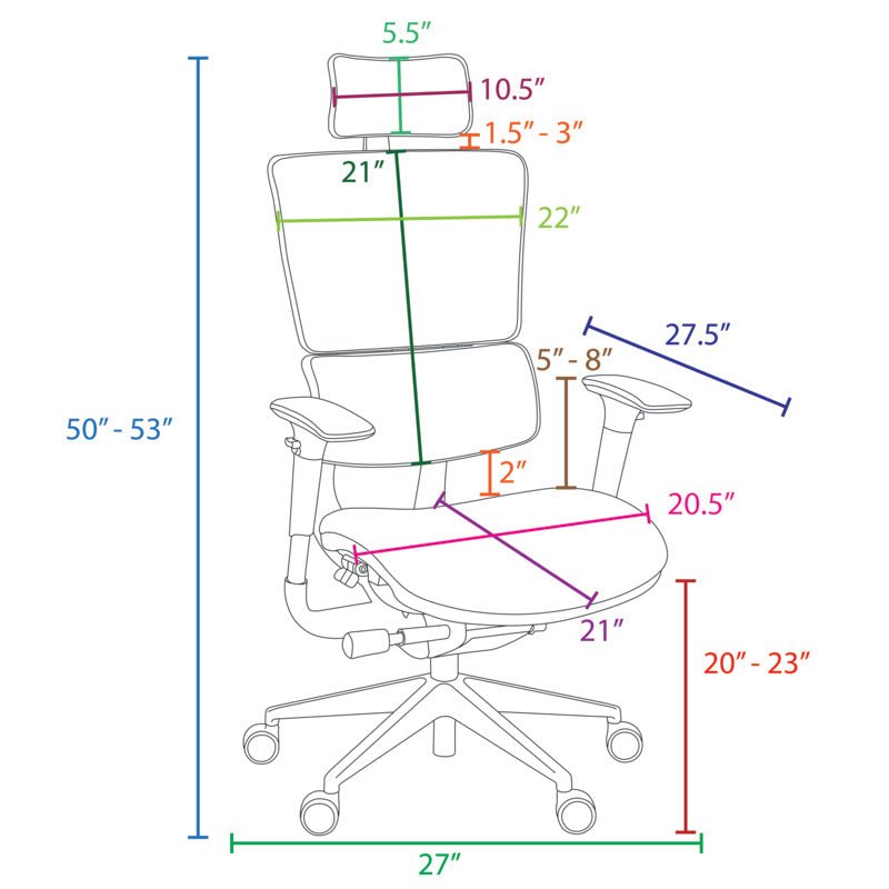 Regency Omega Ergonomic Leather Executive Office Chair with Headrest/Adjustable Lumbar Support (OMG004BK) - SchoolOutlet