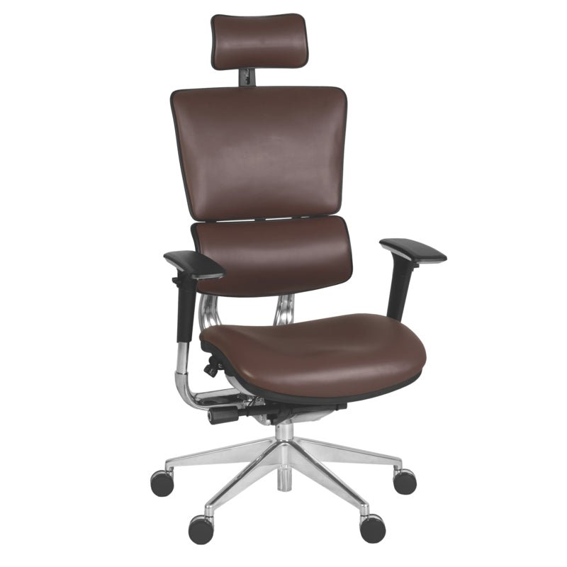 Omega Ergonomic Leather Executive Office Chair with Headrest/Adjustable Lumbar Support (OMG004CH) - SchoolOutlet