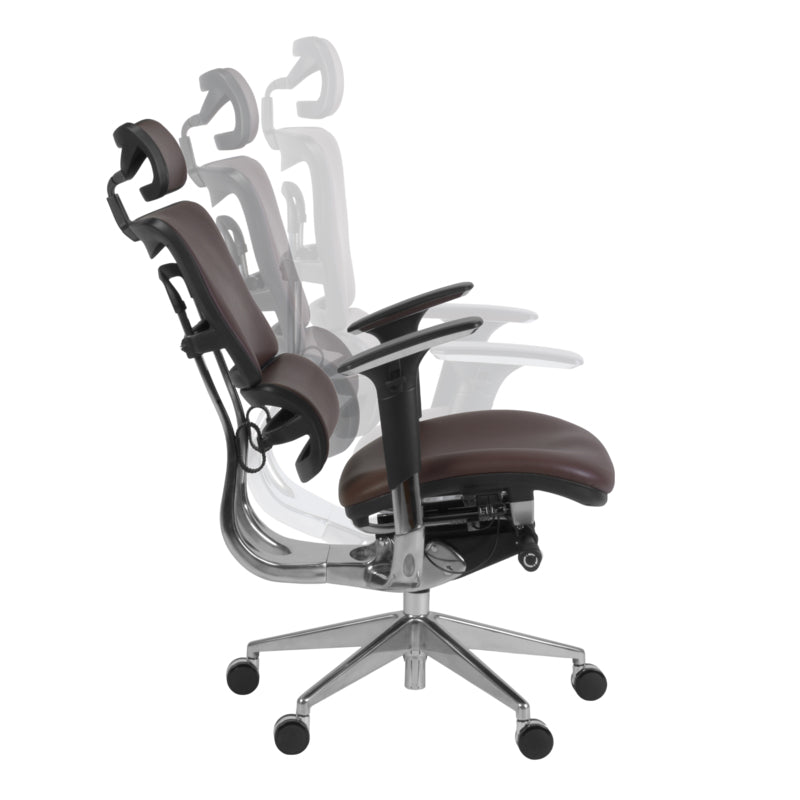 Omega Ergonomic Leather Executive Office Chair with Headrest/Adjustable Lumbar Support (OMG004CH) - SchoolOutlet