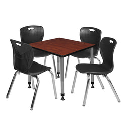 Regency Kee 30 in. Square Adjustable Classroom Table & 4 Andy 18 in. Stack Chairs