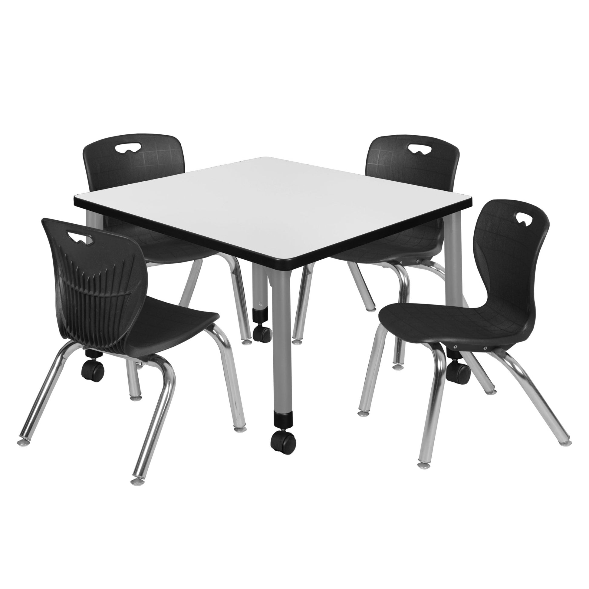 Regency Kee 30 in. Square Adjustable Classroom Table & 4 Andy 12 in. Stack Chairs - SchoolOutlet