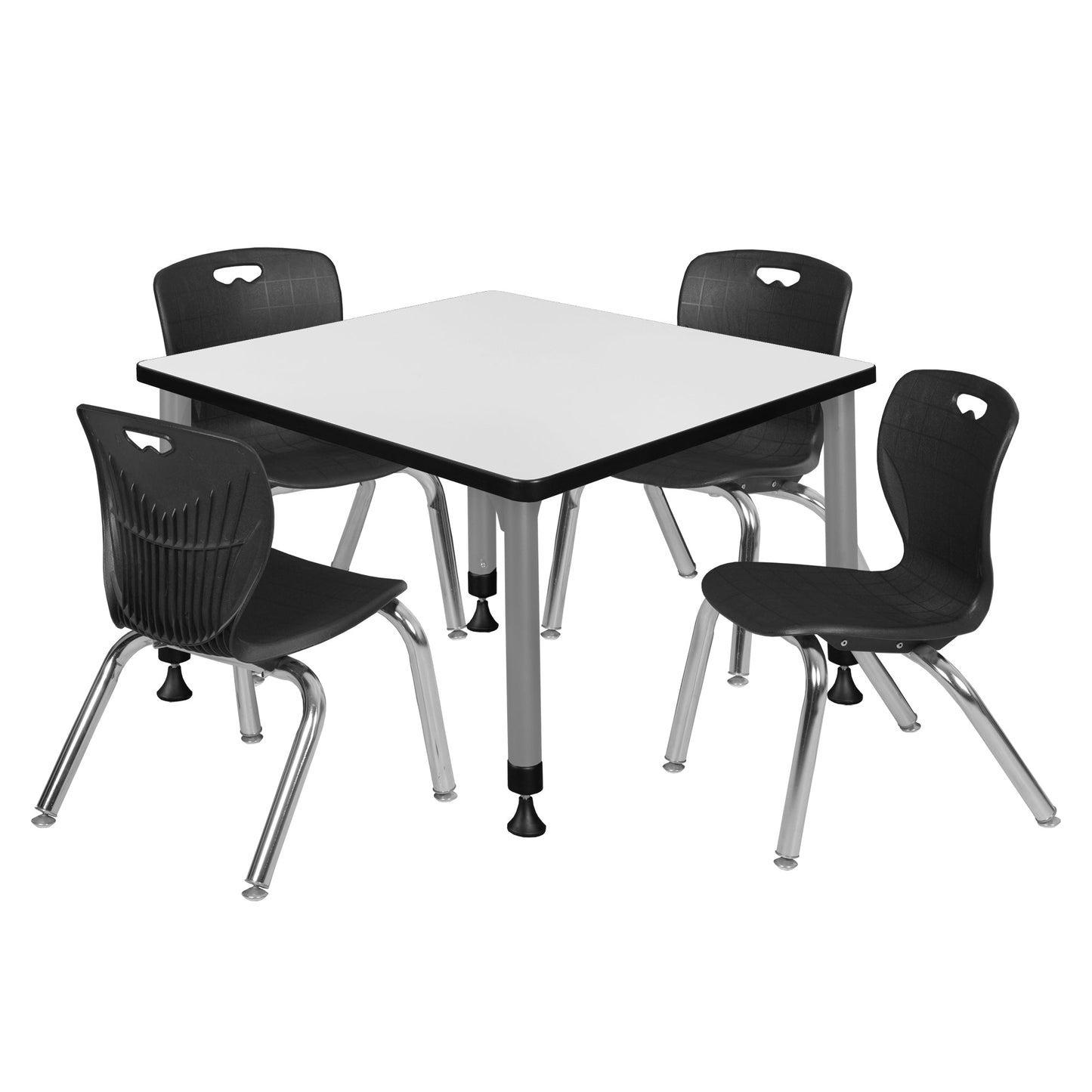 Regency Kee 30 in. Square Adjustable Classroom Table & 4 Andy 12 in. Stack Chairs - SchoolOutlet