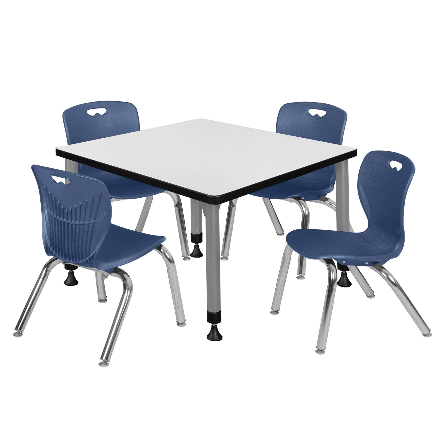 Regency Kee 30 in. Square Adjustable Classroom Table & 4 Andy 12 in. Stack Chairs - SchoolOutlet