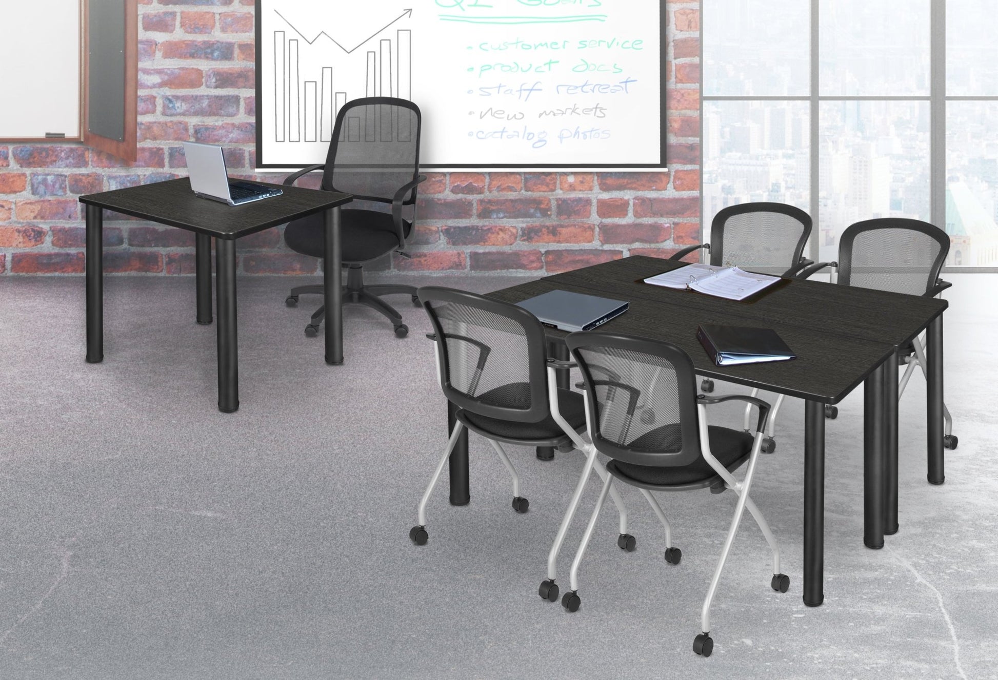 Regency Kee 36 in. Medium Square Breakroom Table - Ash Grey Top, Black Legs - SchoolOutlet