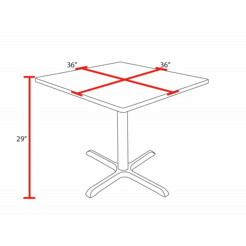 Regency Cain 36 in. Medium Square X - Base Breakroom Table - SchoolOutlet