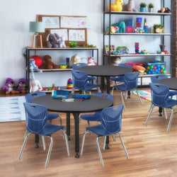 Regency Kee 36 in. Round Adjustable Classroom Table & 4 Andy 12 in. Stack Chairs