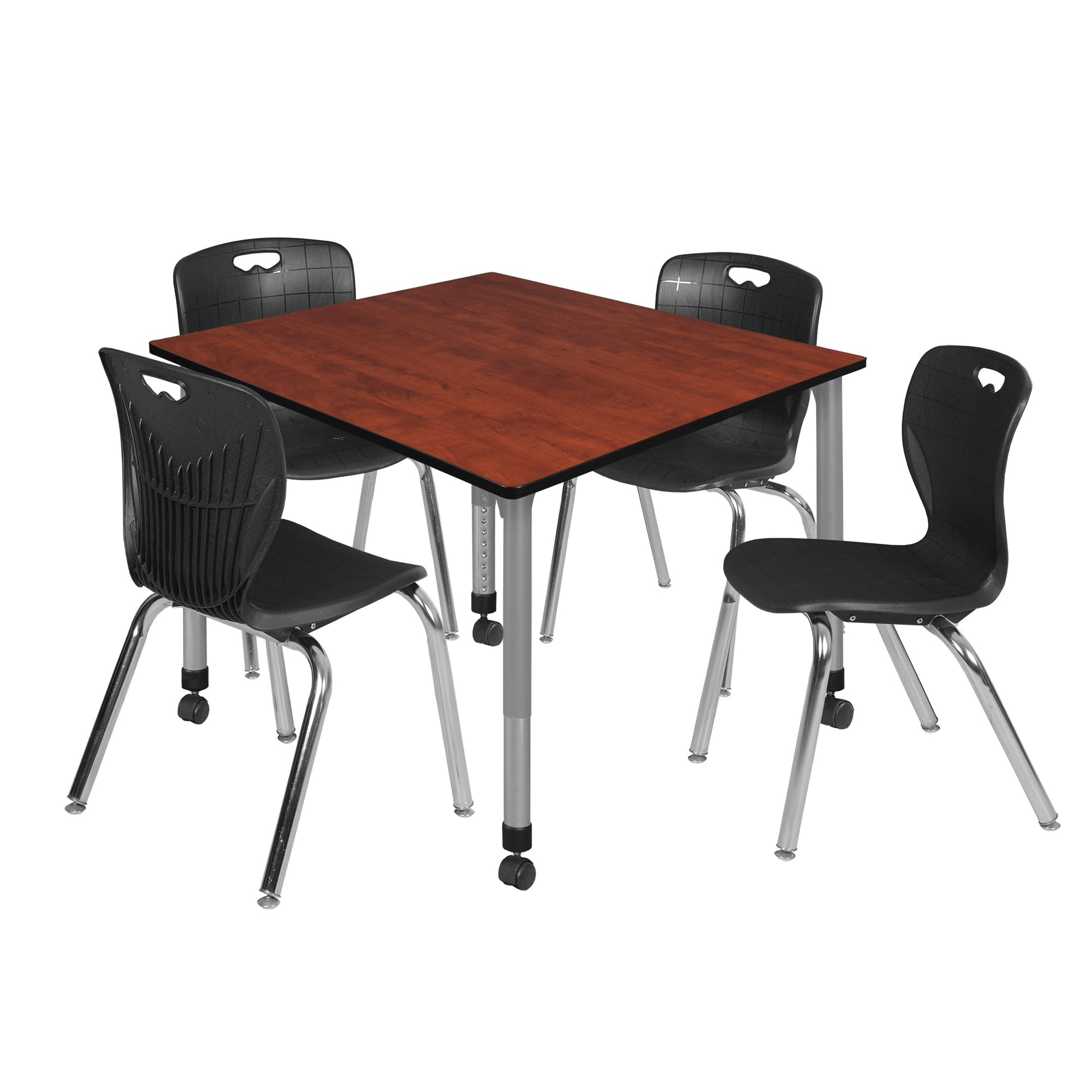 Regency Kee 48 in. Square Adjustable Classroom Table & 4 Andy 18 in. Stack Chairs - SchoolOutlet