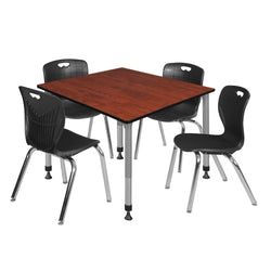 Regency Kee 48 in. Square Adjustable Classroom Table & 4 Andy 18 in. Stack Chairs