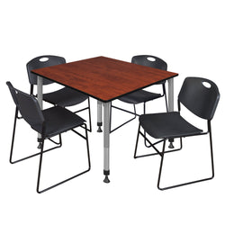 Regency Kee 48 in. Square Adjustable Classroom Table & 4 Zeng Stack Chairs