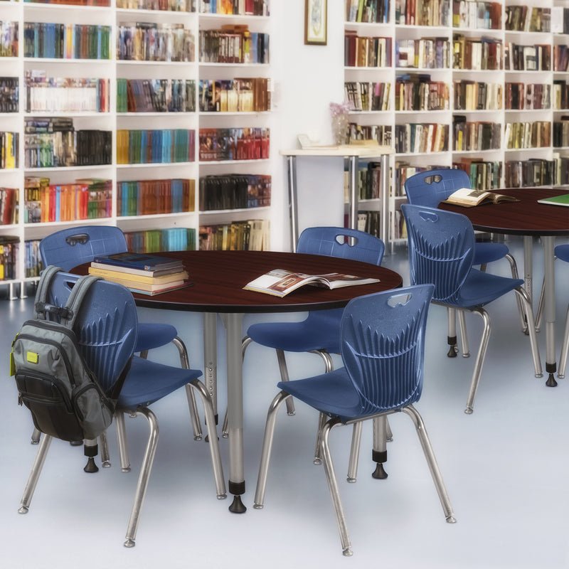 Regency Kee 48 in. Round Adjustable Classroom Table & 4 Andy 18 in. Stack Chairs - SchoolOutlet